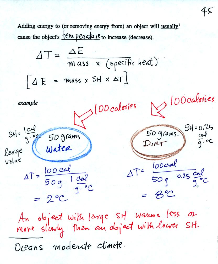 energy and temperature relationship, specific heat